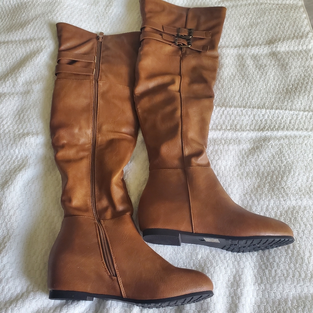Knee High Boots leather Camel
